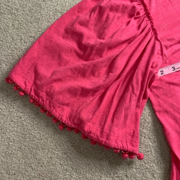 🎄🎄DG2 Diane Gilman Boho Flutter Sleeve Top Pink Women Small - Picture 3 of 7